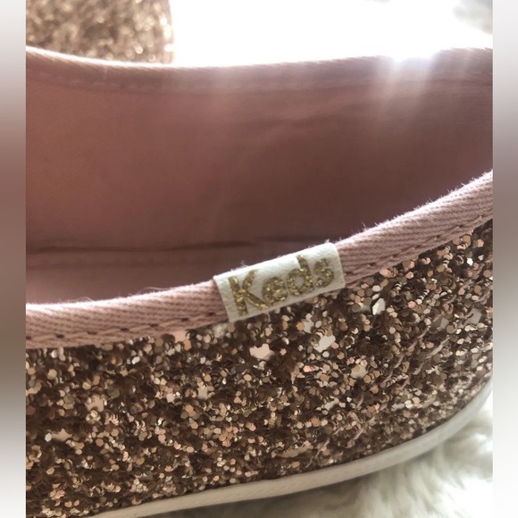 Kate spade rose gold glitter KEDS !  Pink laces 9.5M  time to sparkle! - Picture 2 of 11